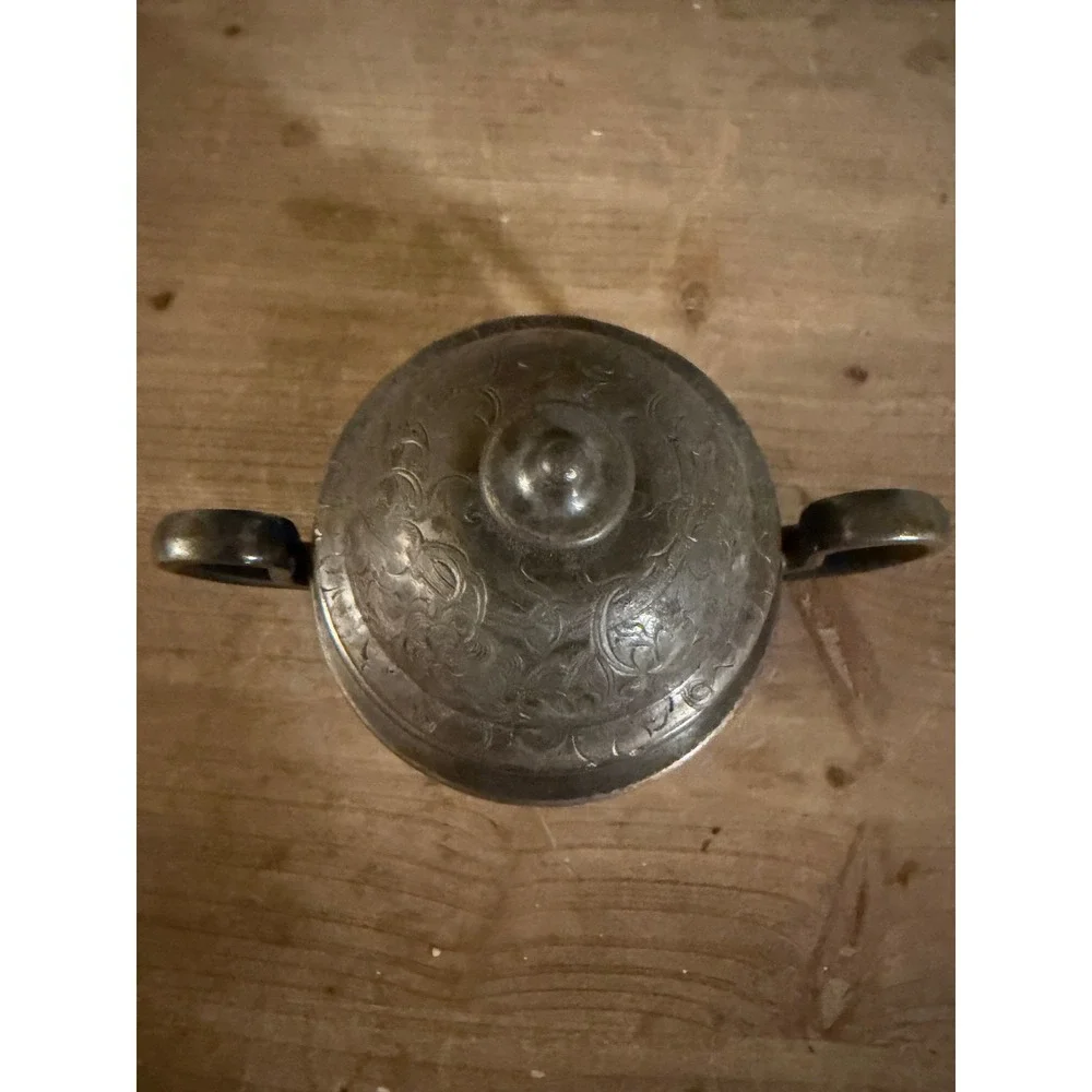 Antique Silverplate Sugar Bowl Lidded Floral Repousse Victorian Tea Service 2595
